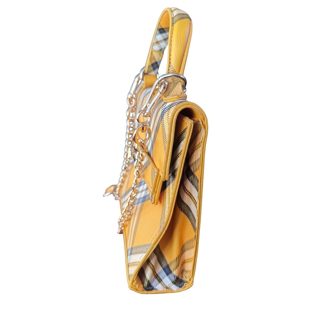 Madden NYC Taxi Yellow Plaid Crossbody TopHandle Chain Strap EUC 8.25x6.25x2.5" - Picture 5 of 11
